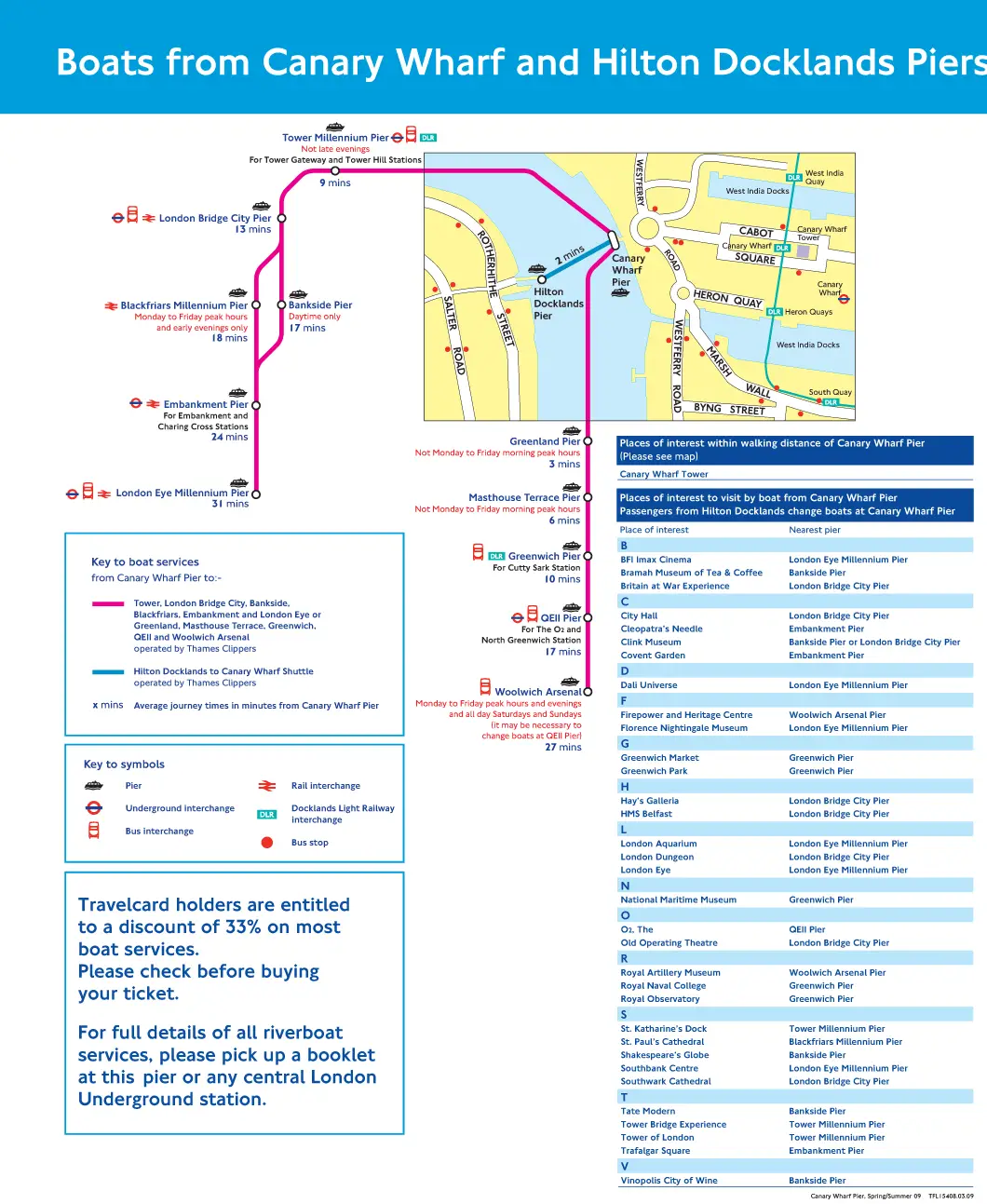 Canary Wharf Pier Route Map