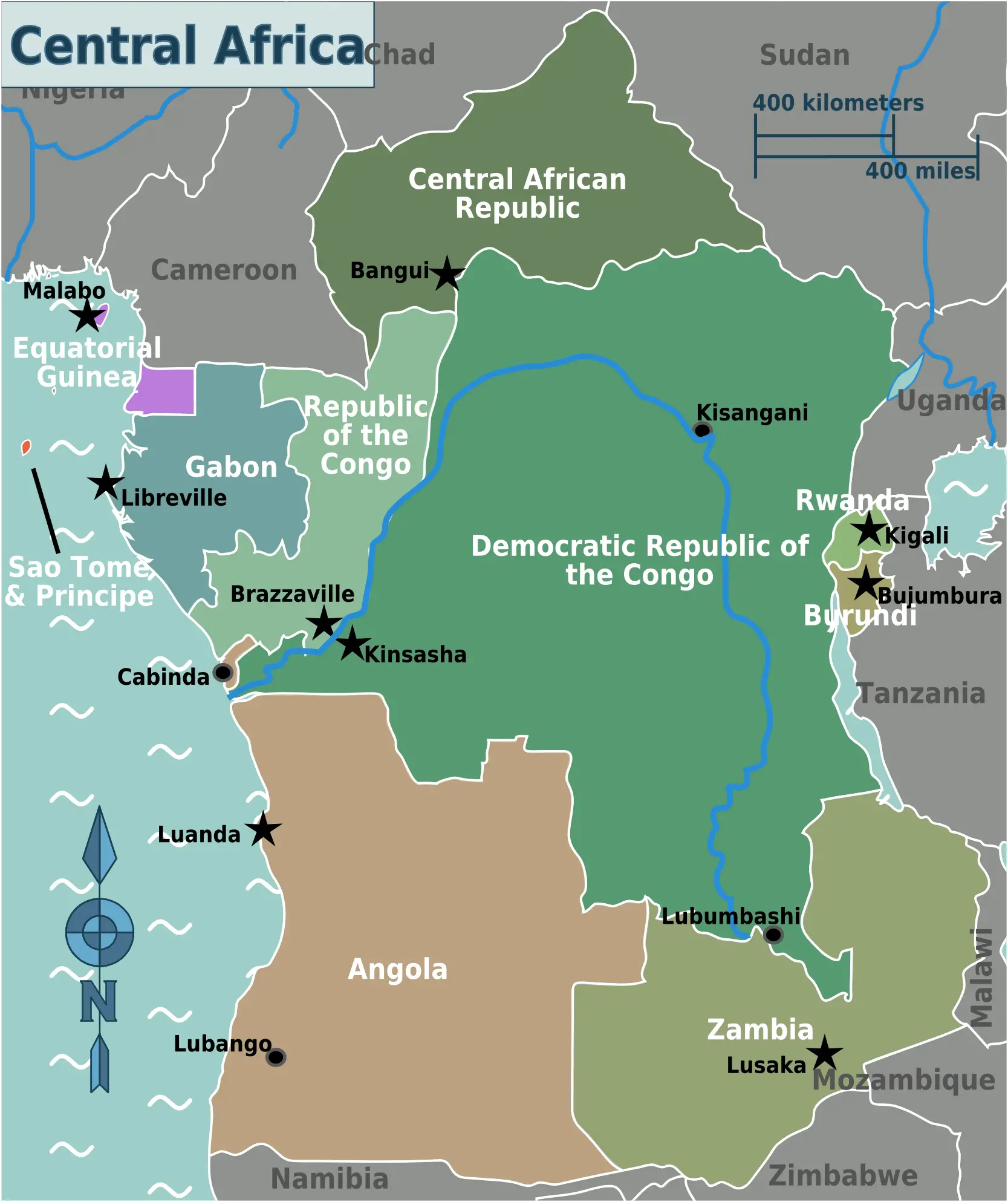 Central Africa Regions Map