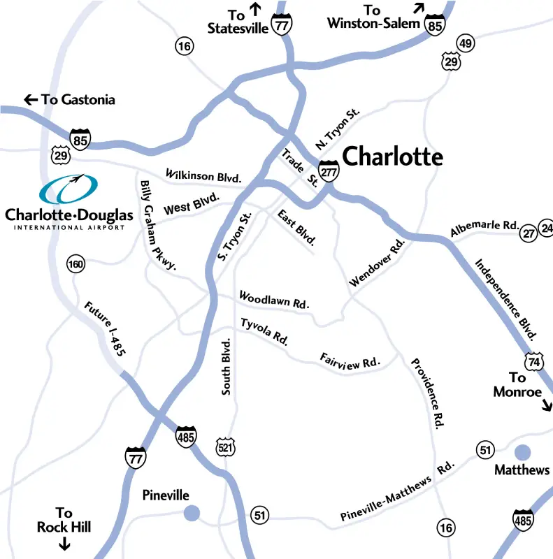 Charlotte Airport Location Map