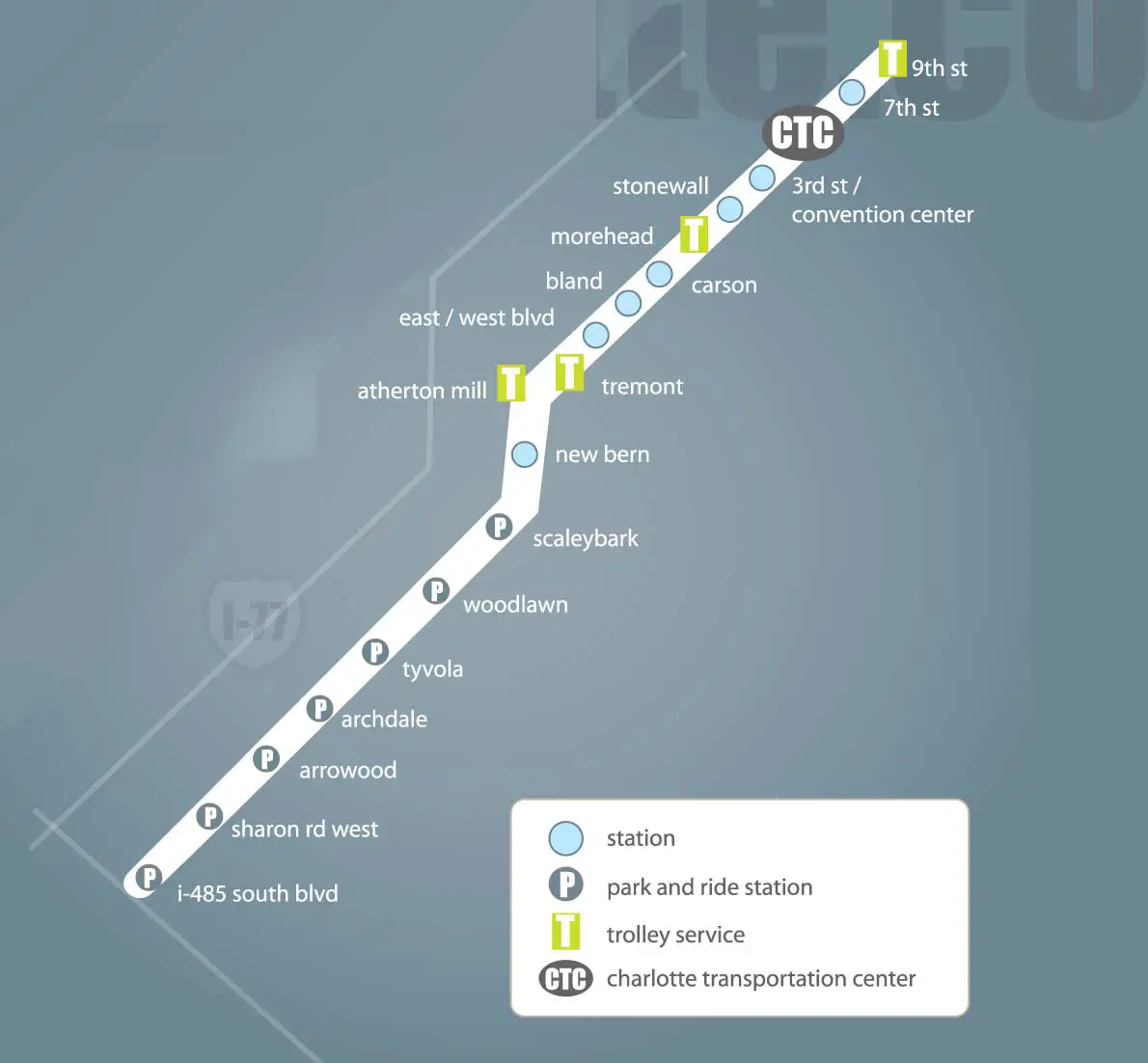 Charlotte Light Rail Map (metro)