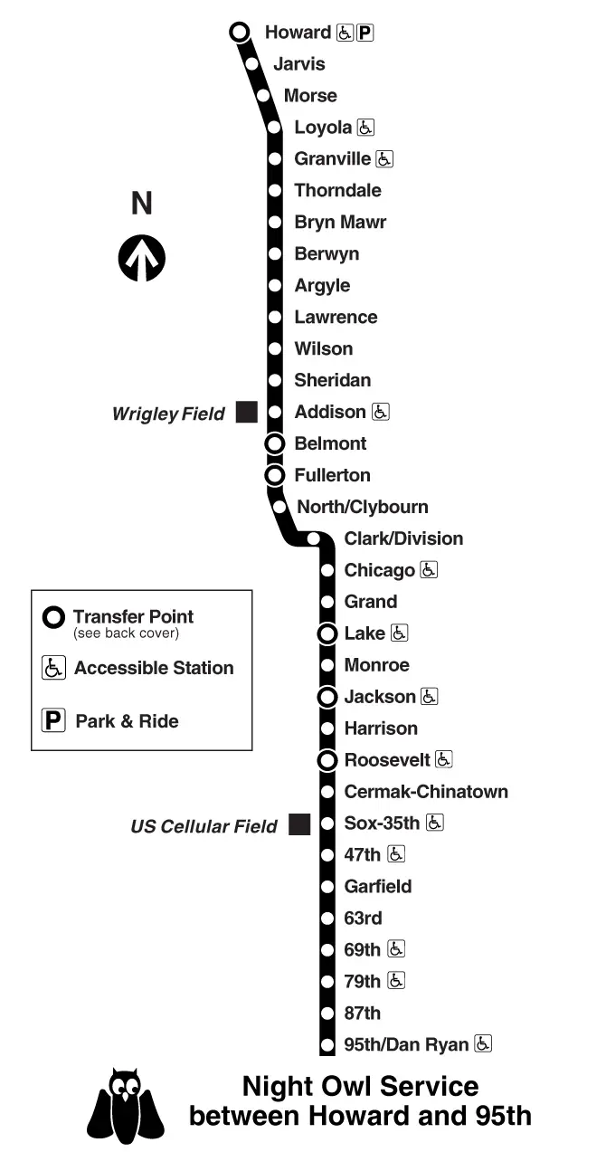 Chicago Red Line Train Map (metro System)