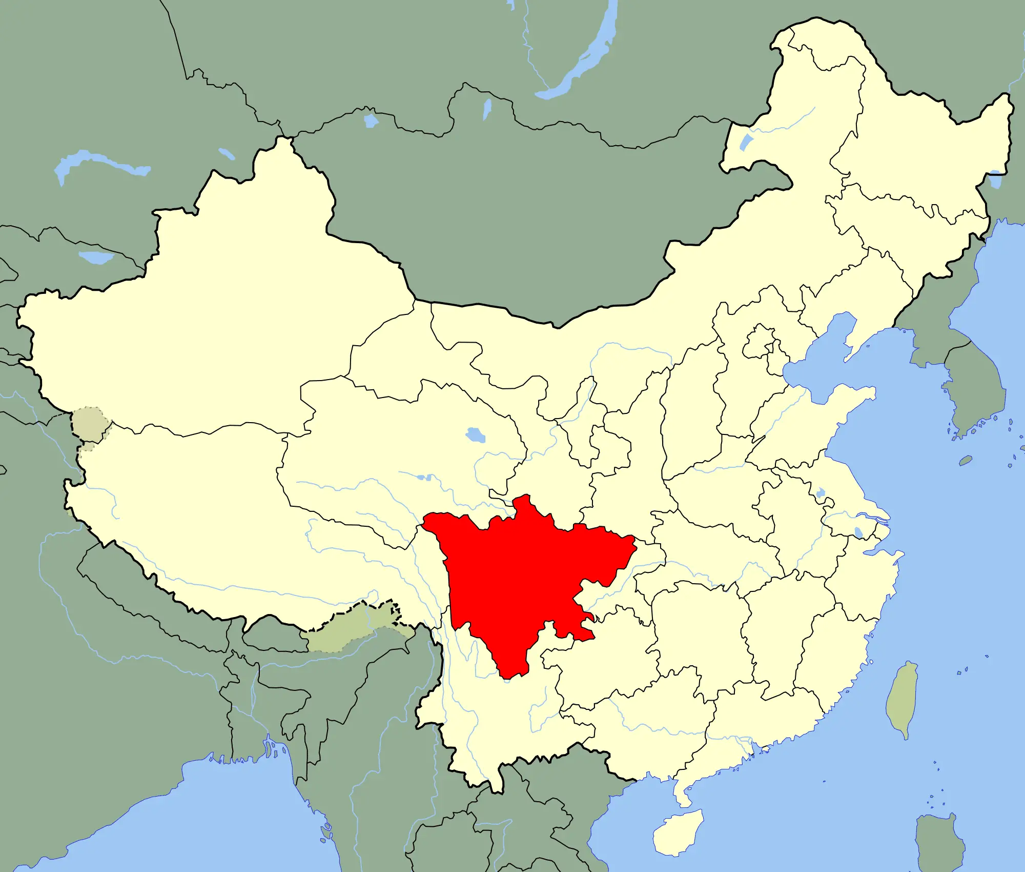 China Sichuan Location Map