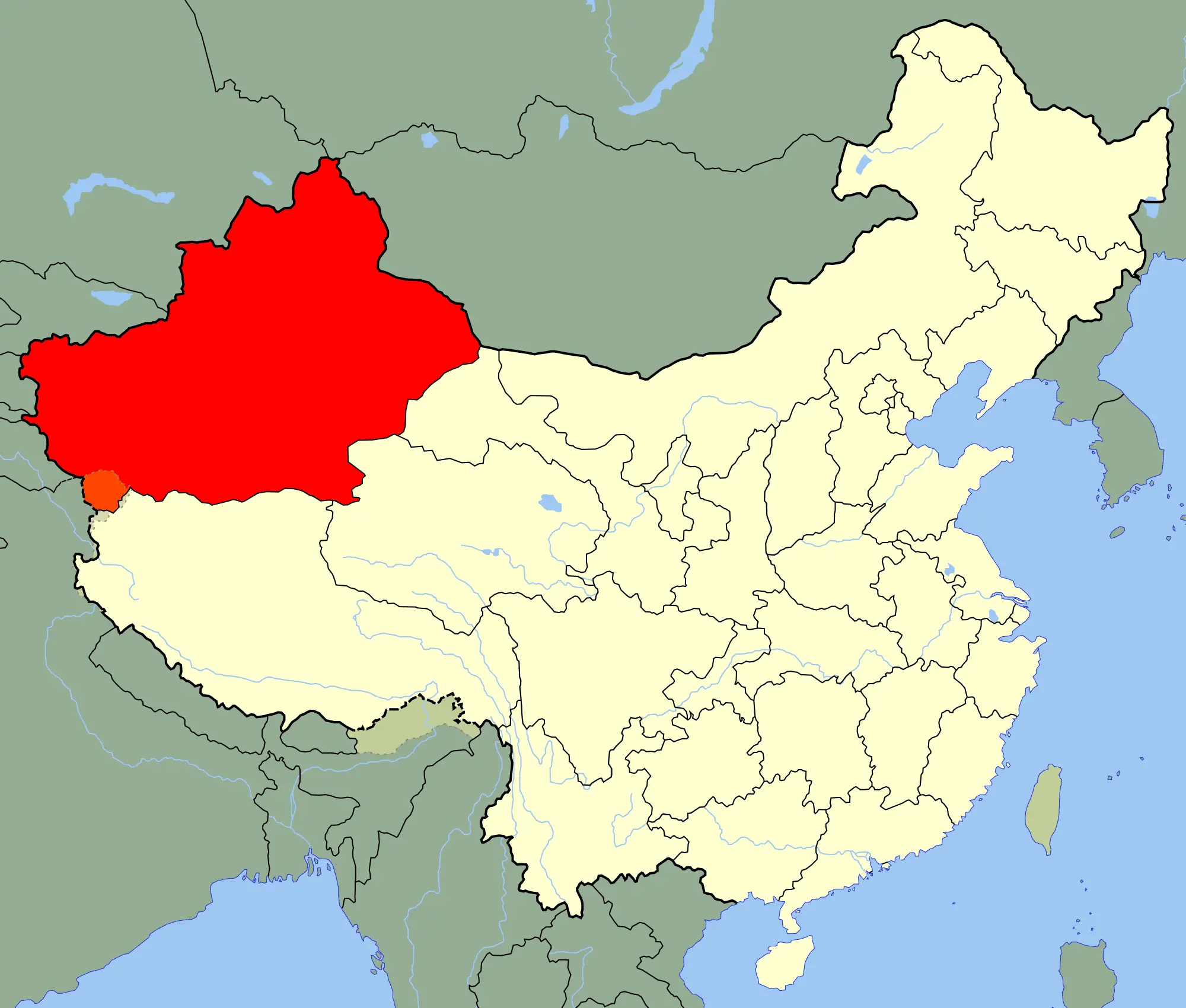 China Xinjiang Location Map