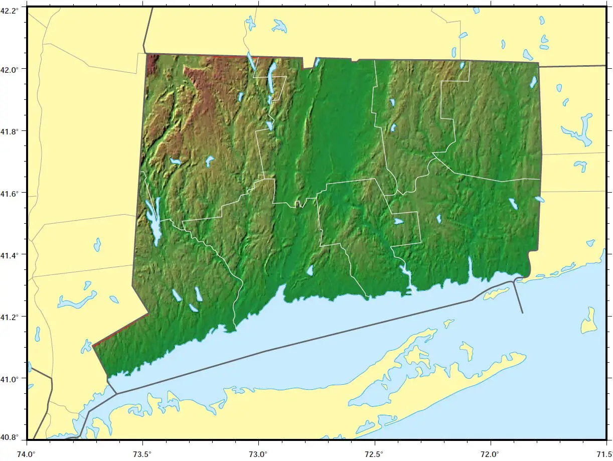 Connecticut Relief Map