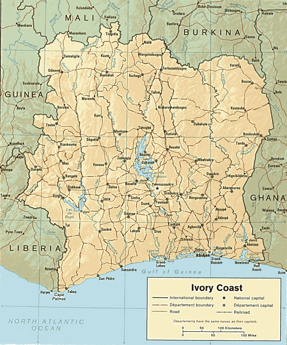 Cote D'ivoire Country Map