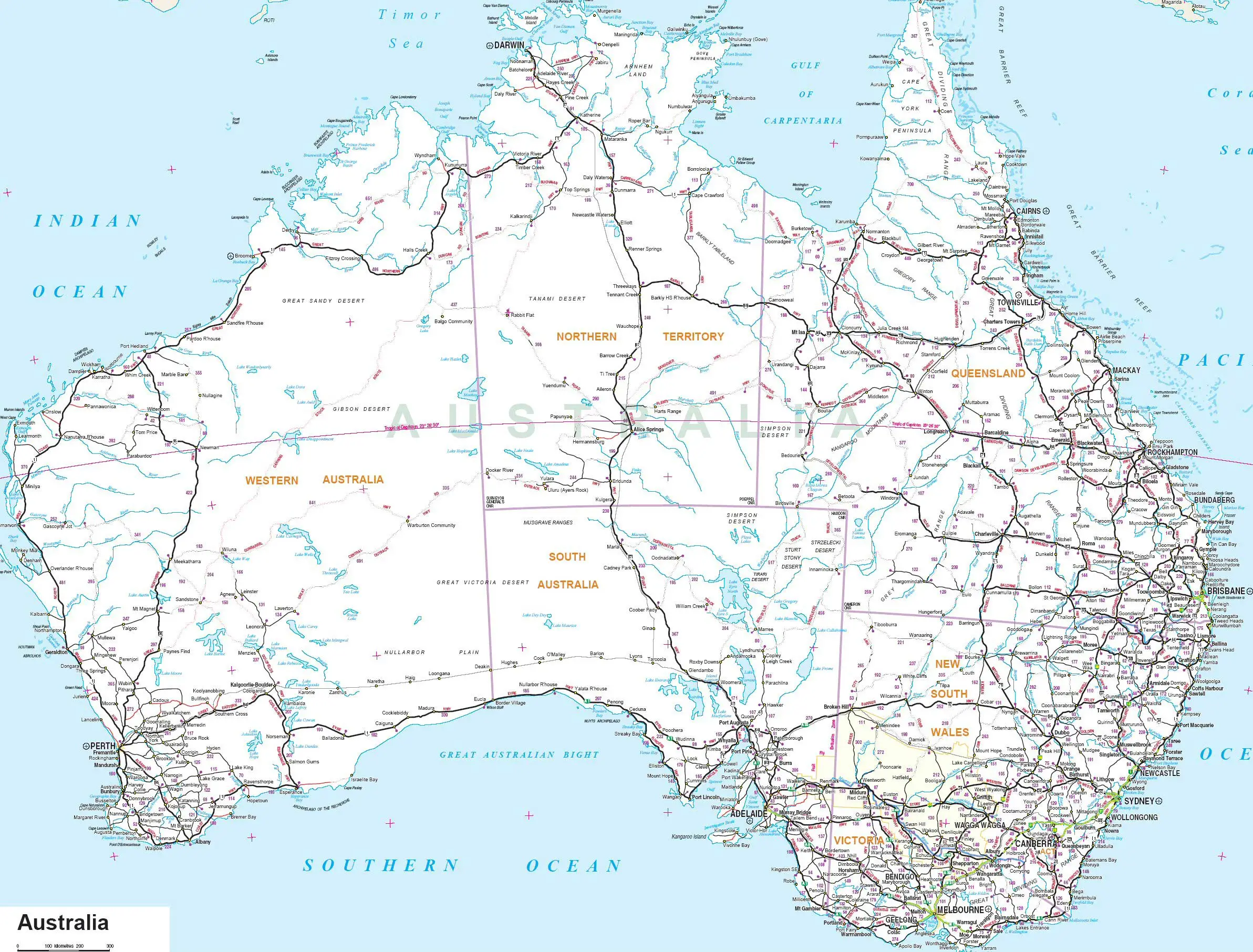 Detailed Map of Australia