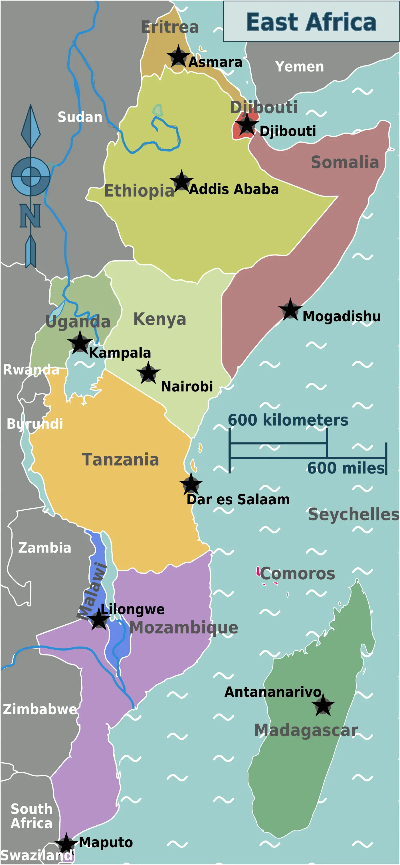 East Africa Regions Map