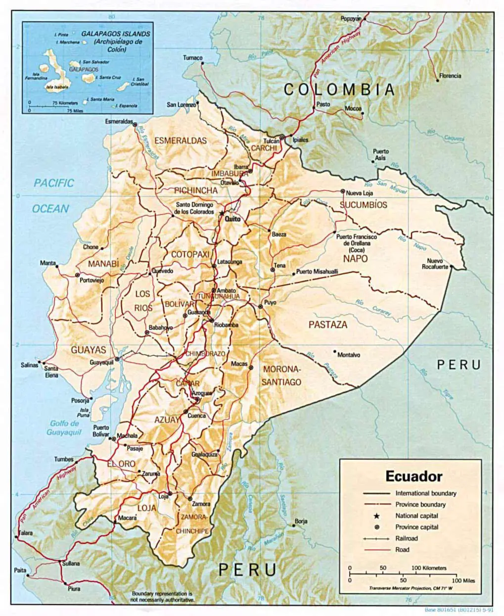 Ecuador Shaded Relief Map 1