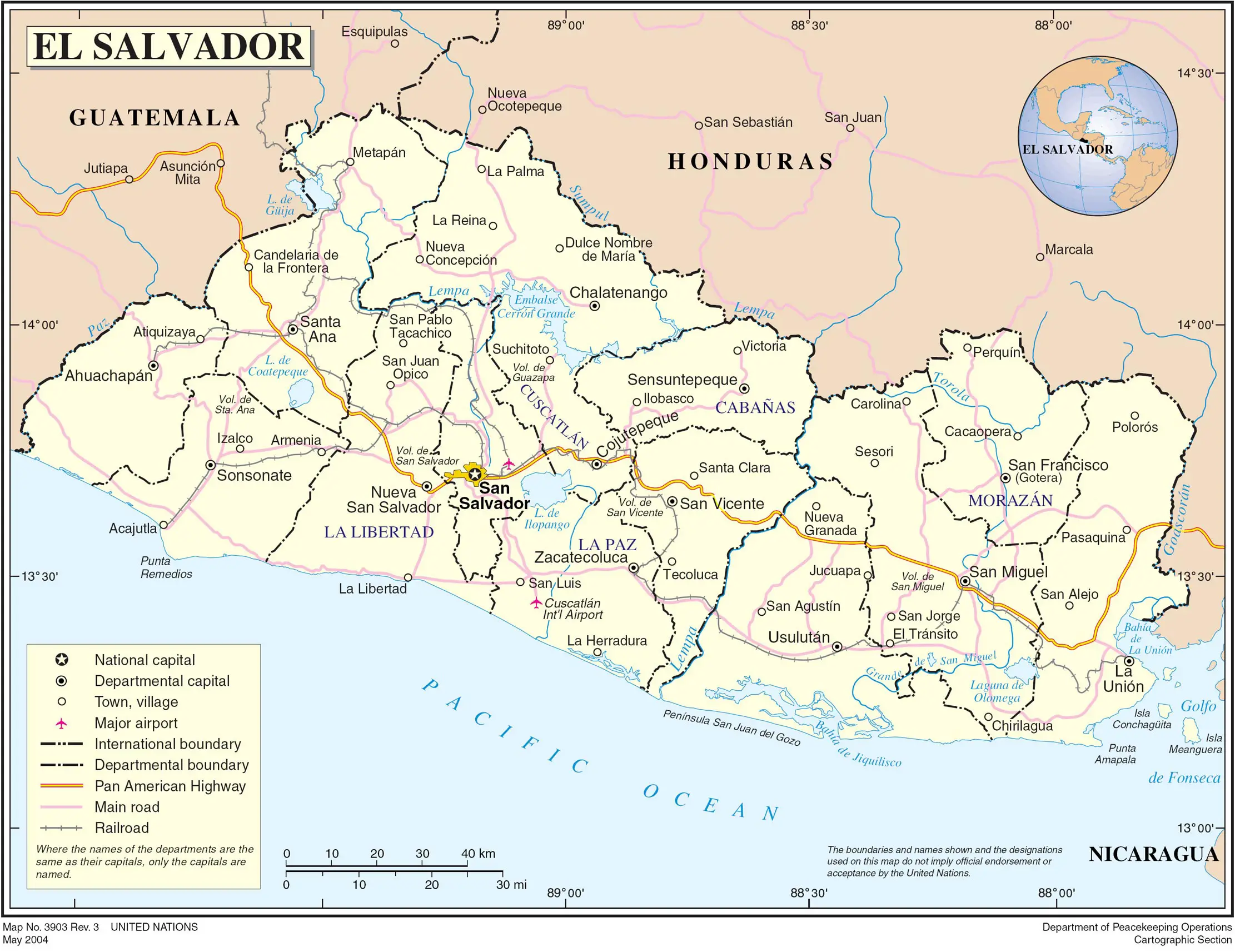El Salvador Political Map 2004