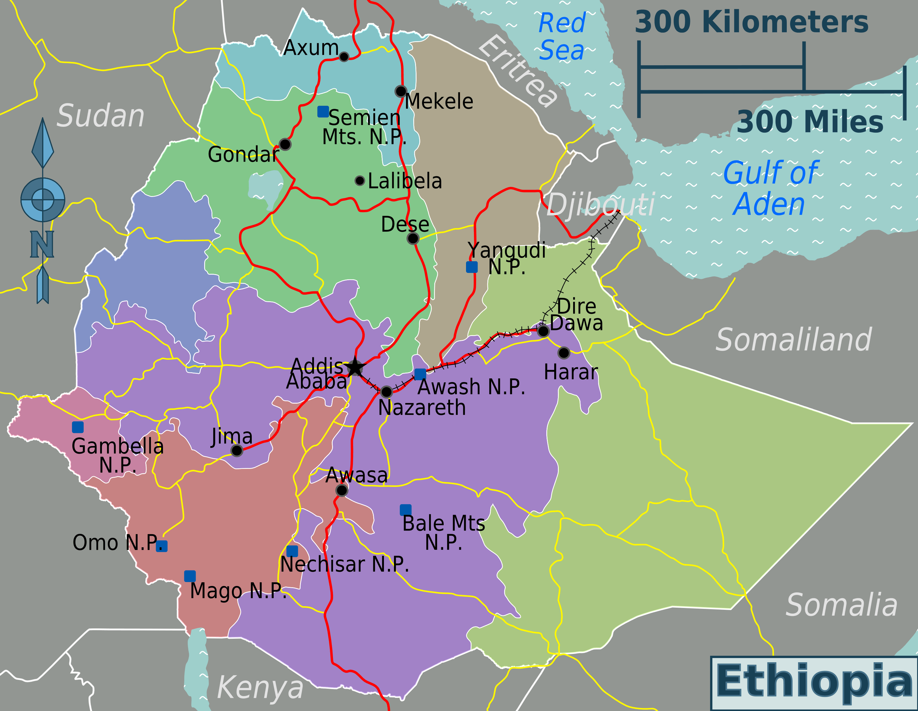 Ethiopia Regions Map - MapSof.net