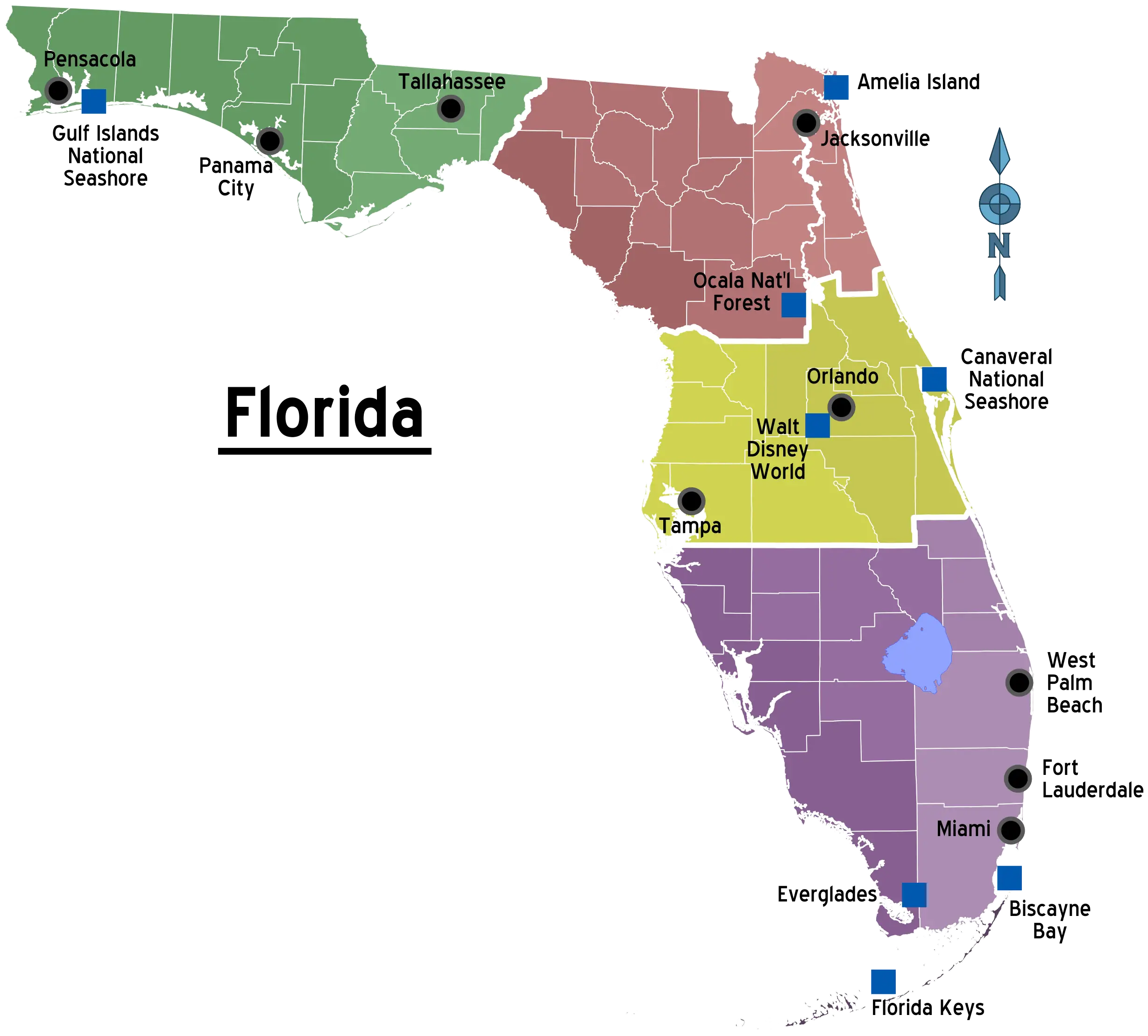 Florida Regions Map With Cities
