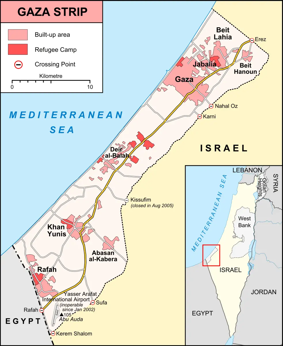 Gaza Strip Cities Map