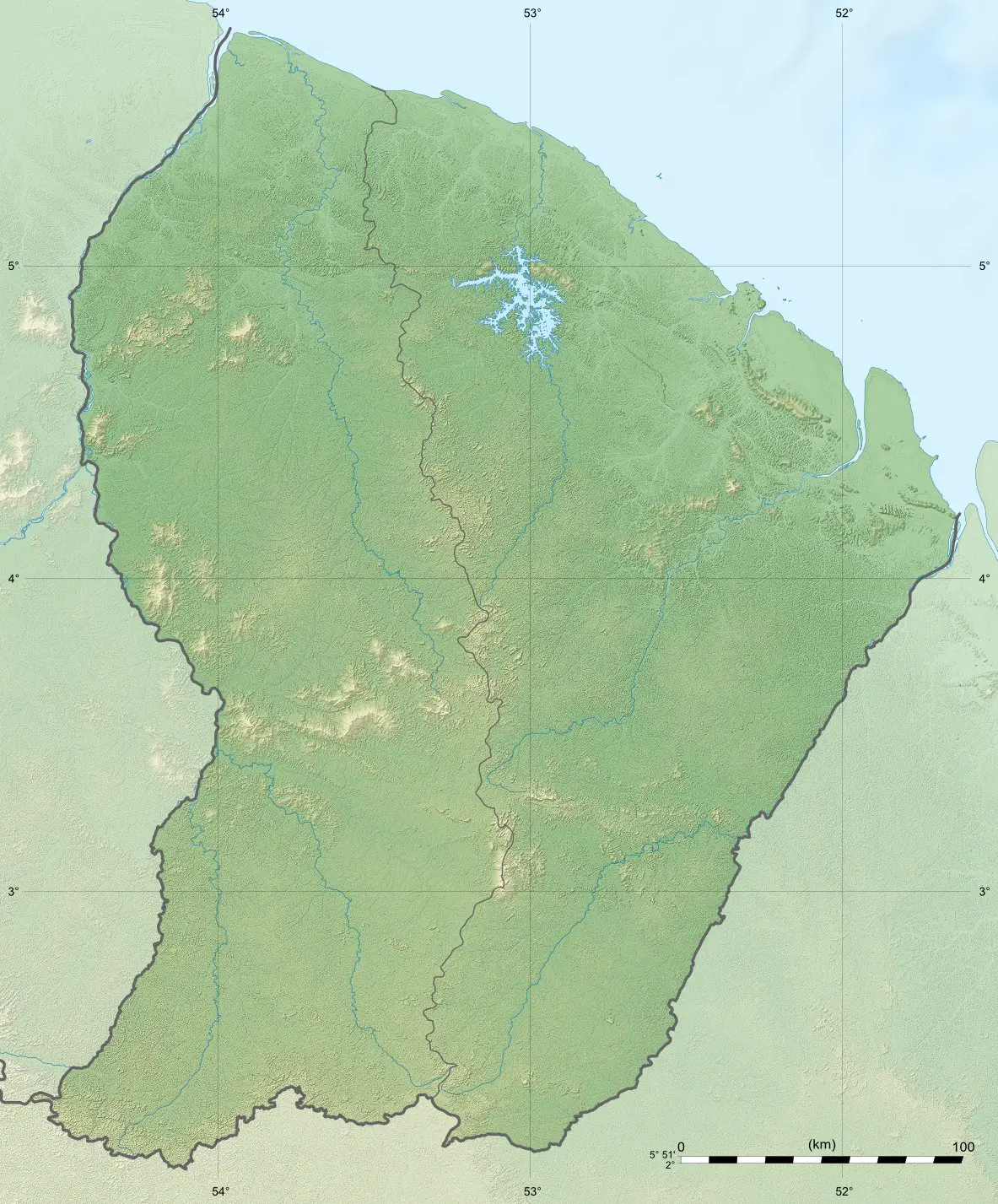 Guyane Department Relief Location Map