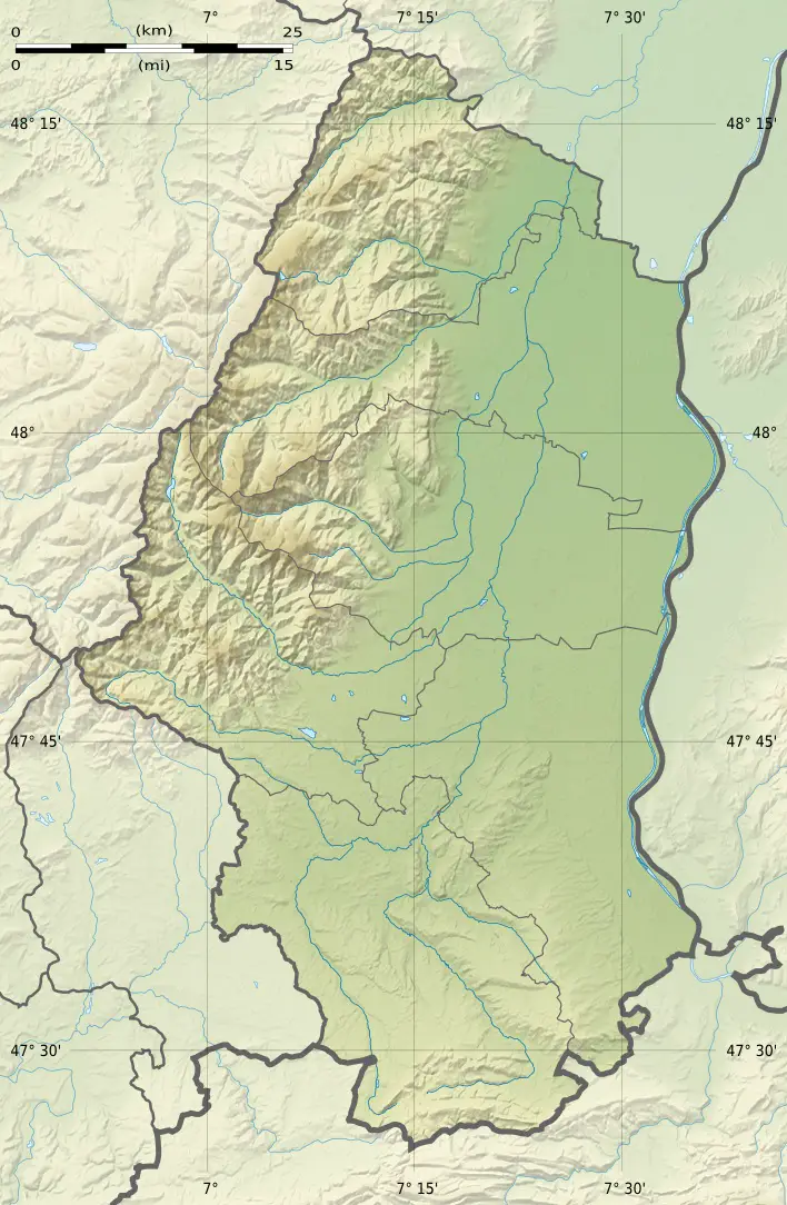 Haut Rhin Department Relief Location Map