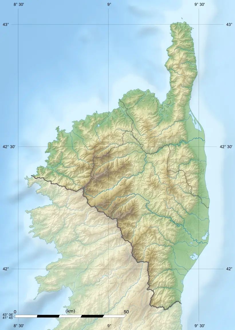 Haute Corse Department Relief Location Map
