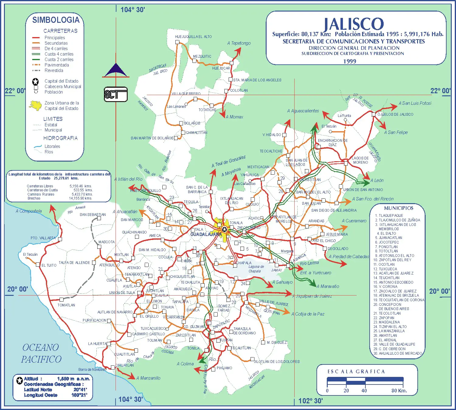 Jalisco Mexico Road Map