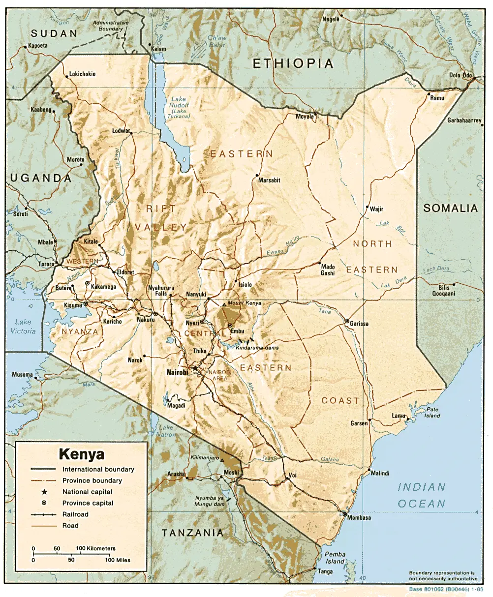 Kenya Physical Map 1