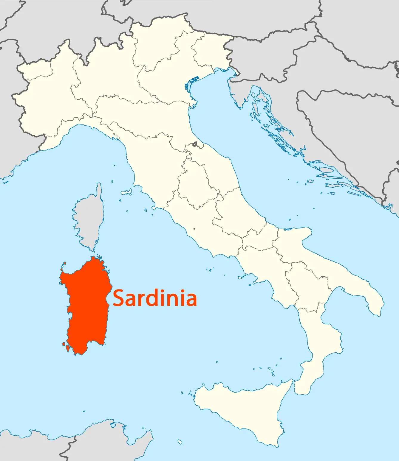 Location of Sardinia Map