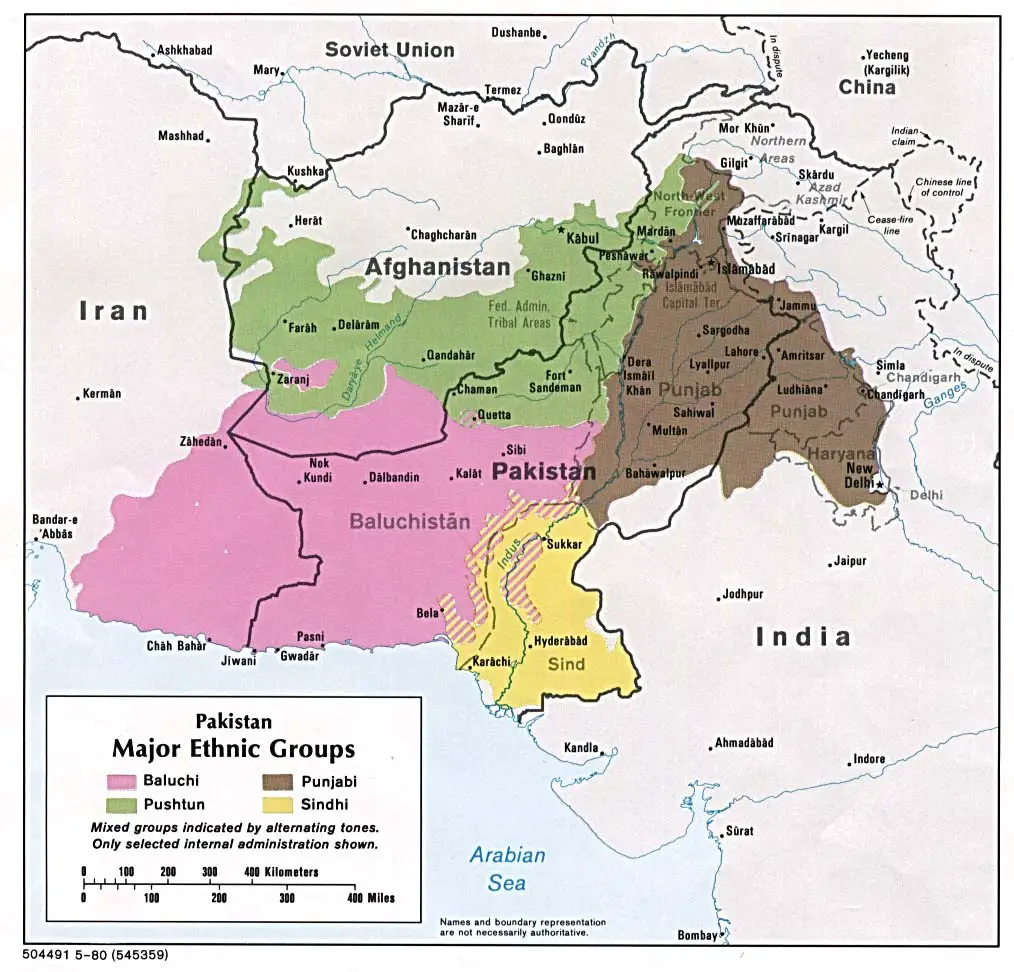 Major Ethnic Groups of Pakistan In 1980