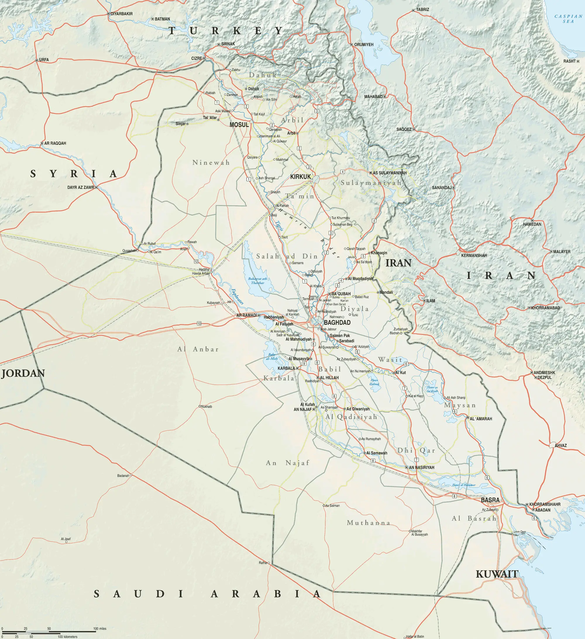 Map Of Iraq And Its Neighbors