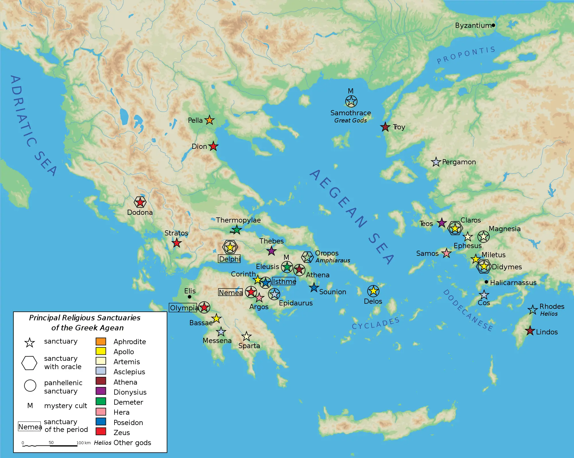 Map Greek Sanctuaries