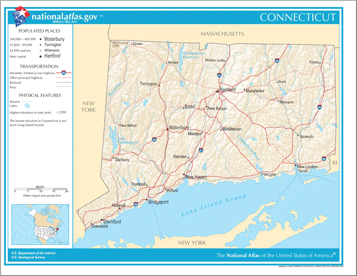 Map of Connecticut Na