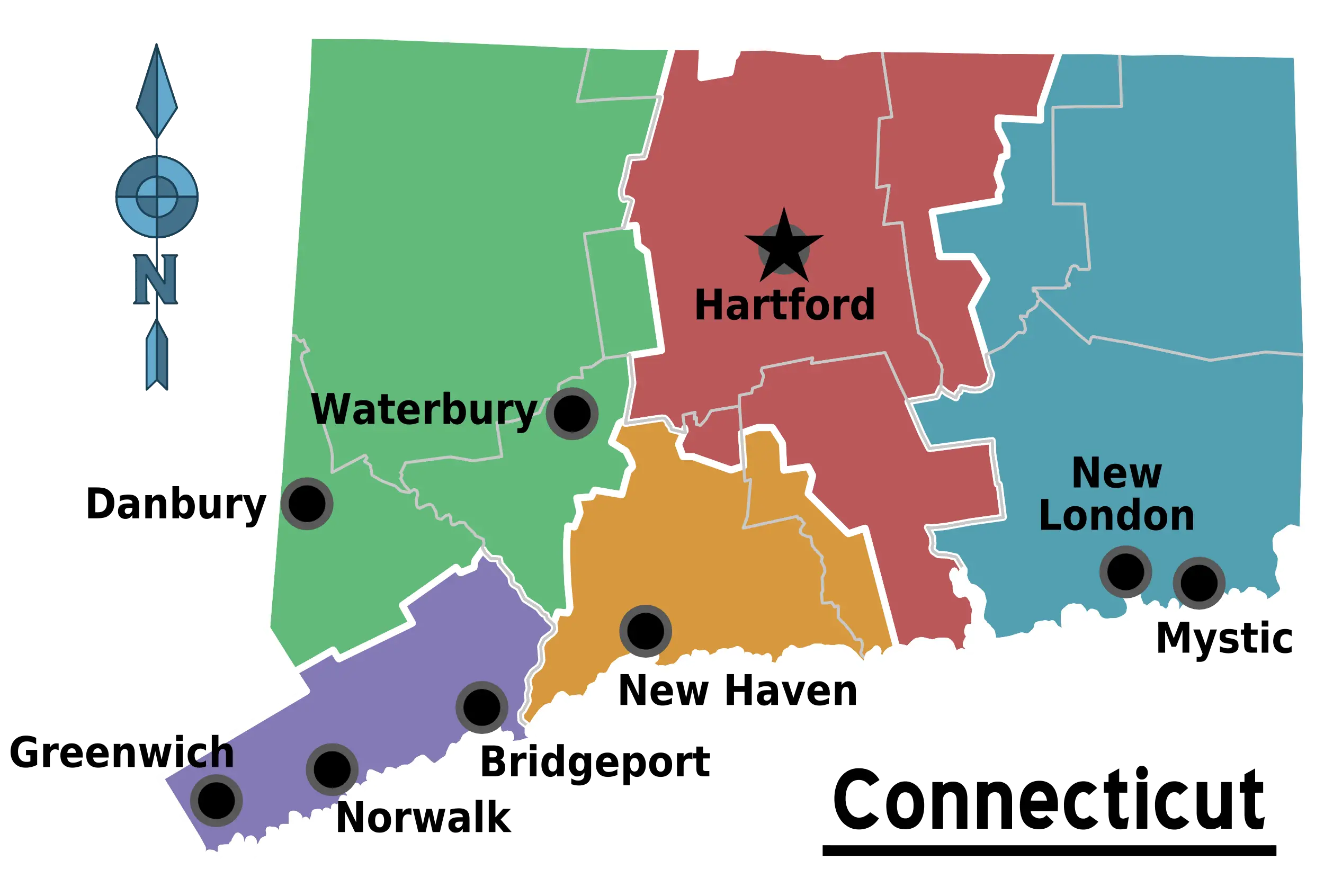 Map of Connecticut Regions