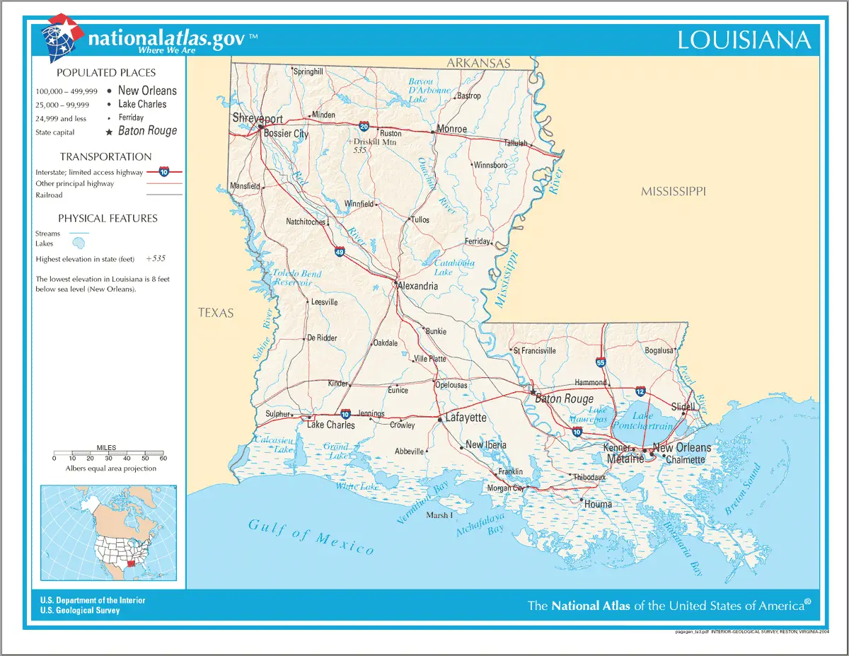 Map of Louisiana Na