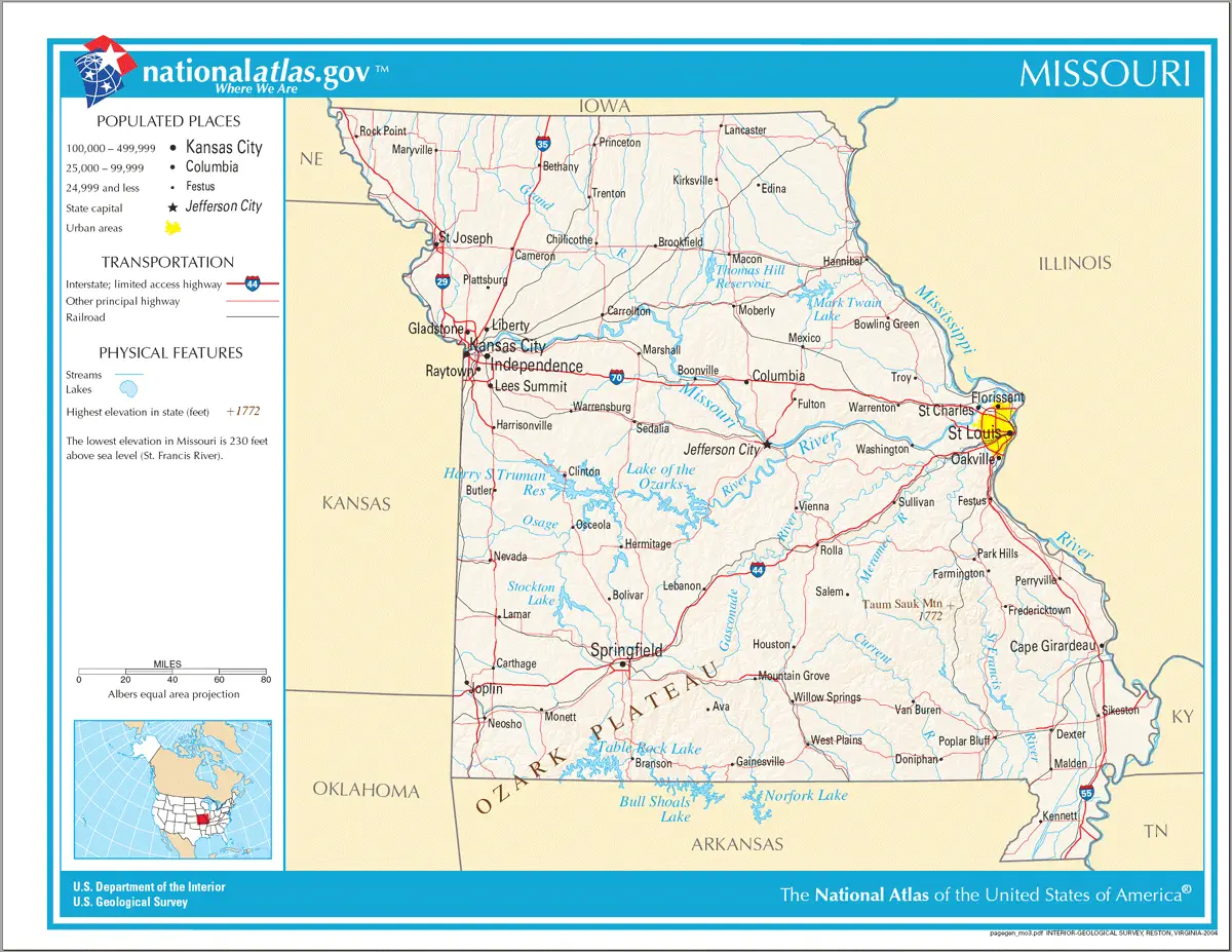 Map of Missouri Na 1