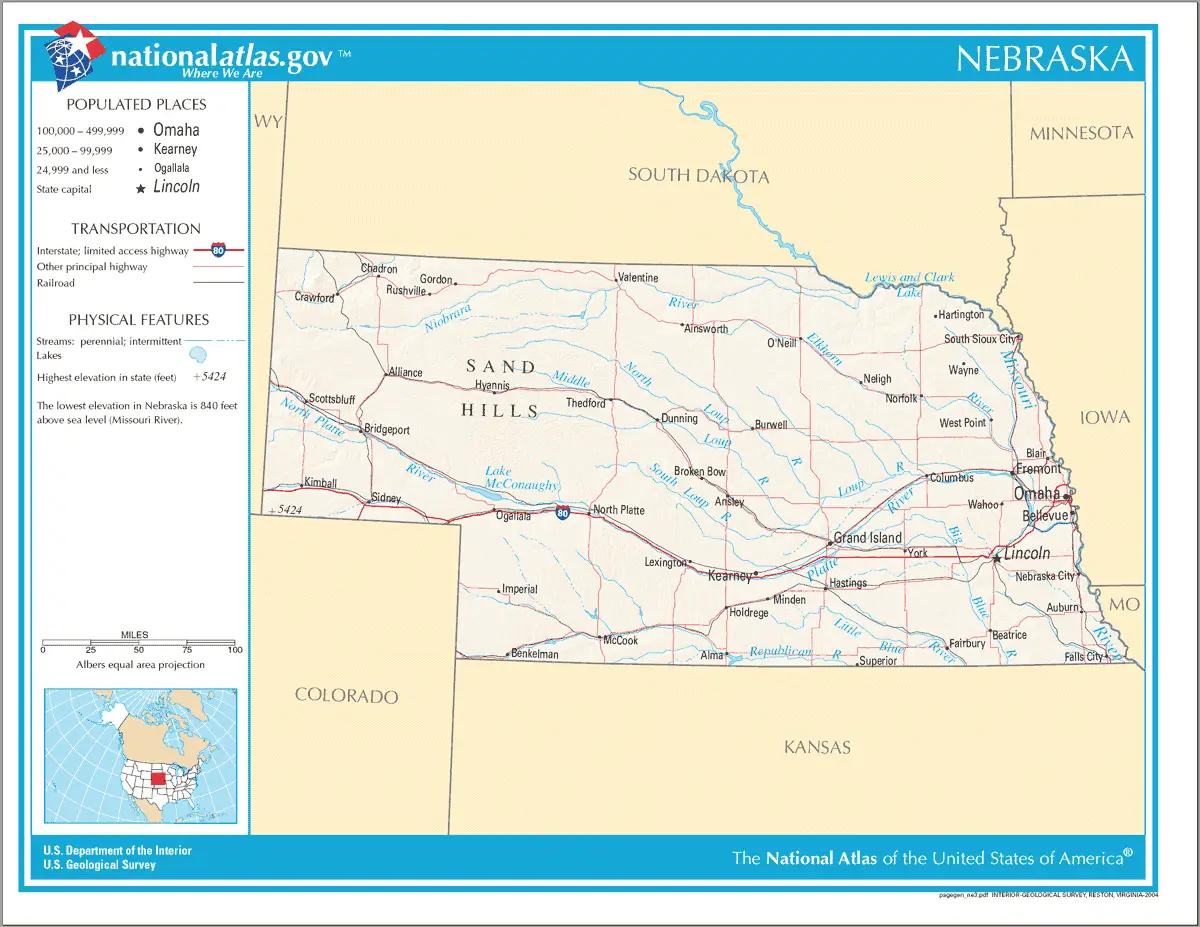 Map of Nebraska Na 1