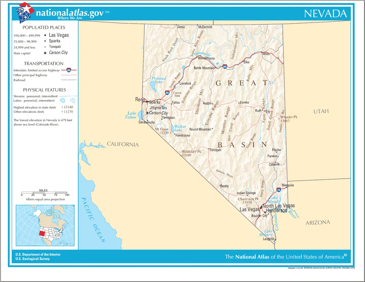 Map of Nevada Na
