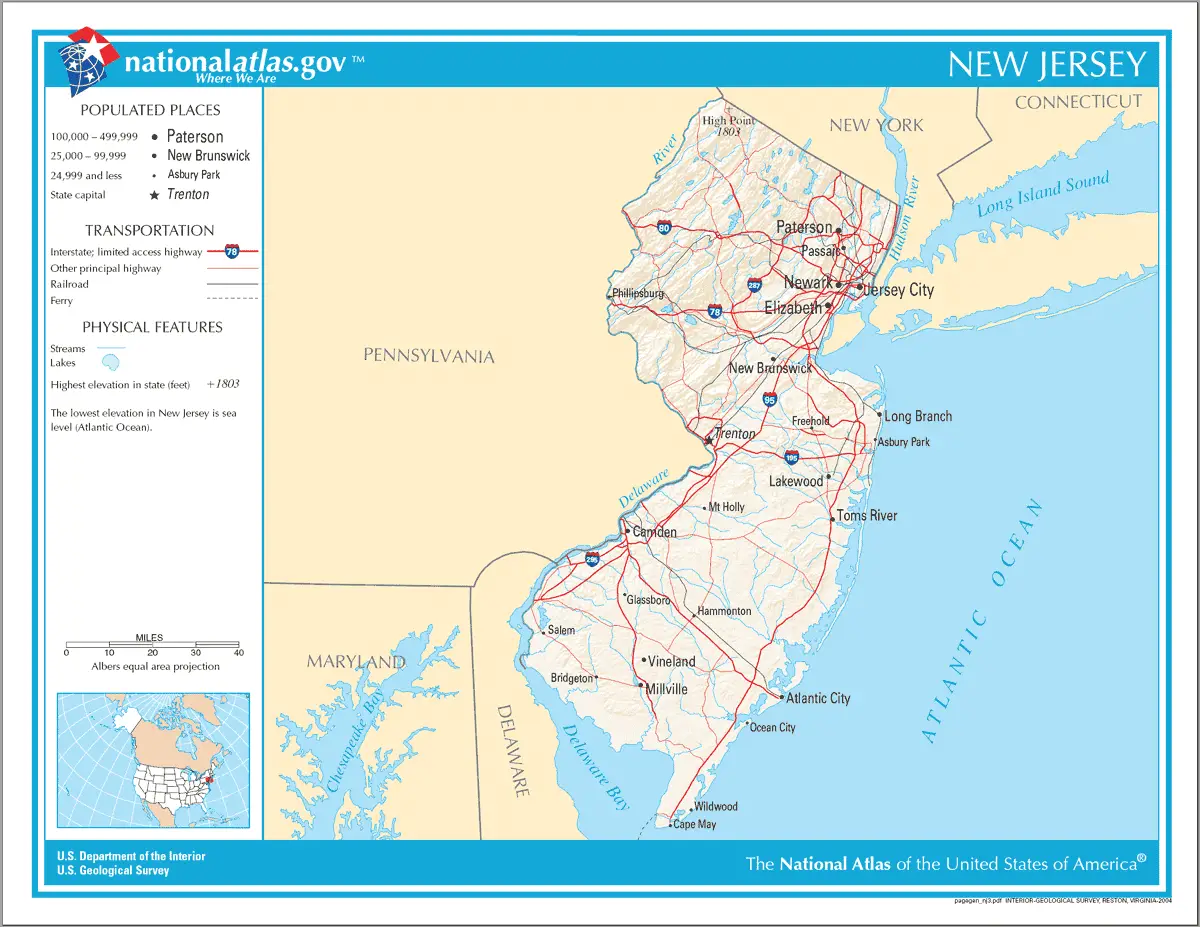 Map of New Jersey Na 1