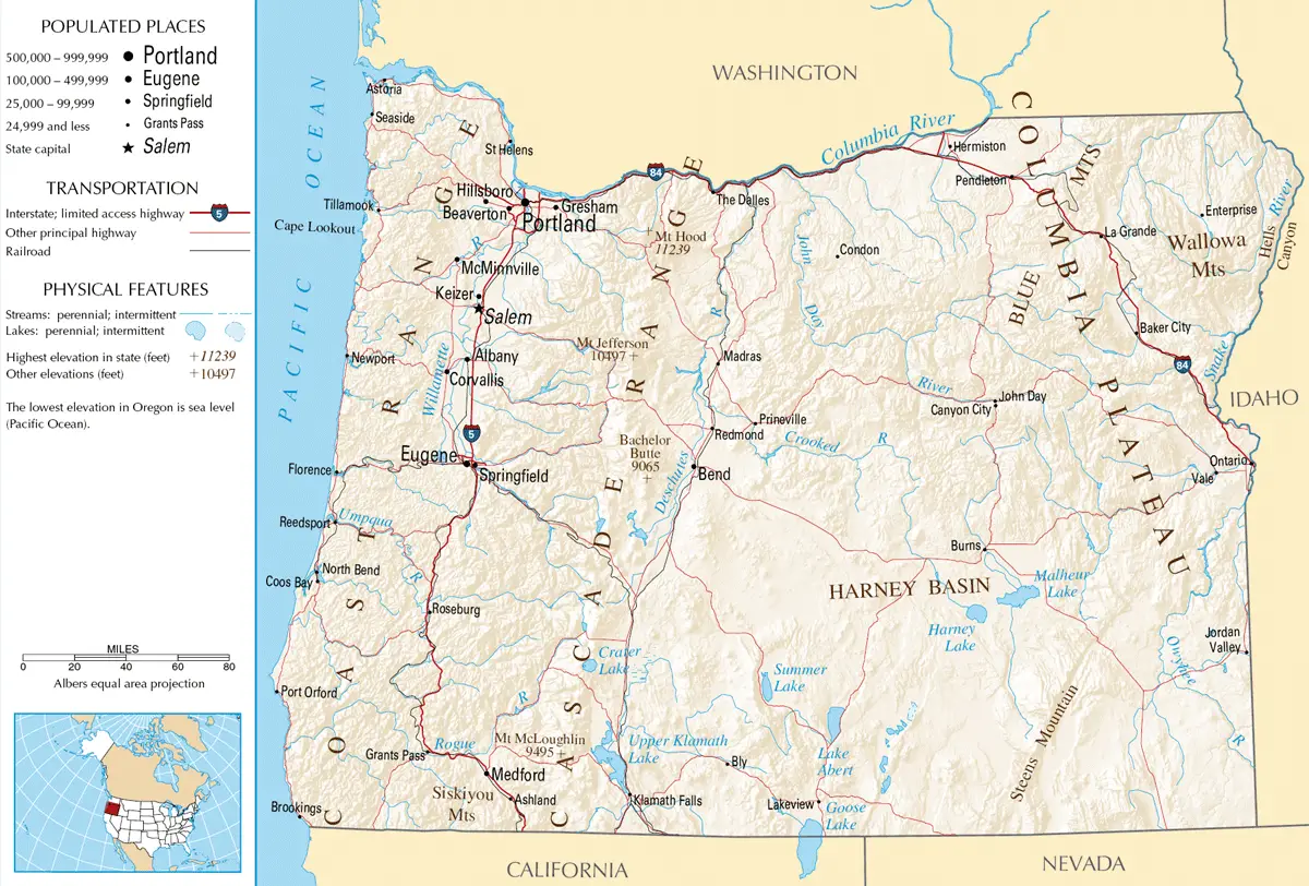 Map of Oregon Na