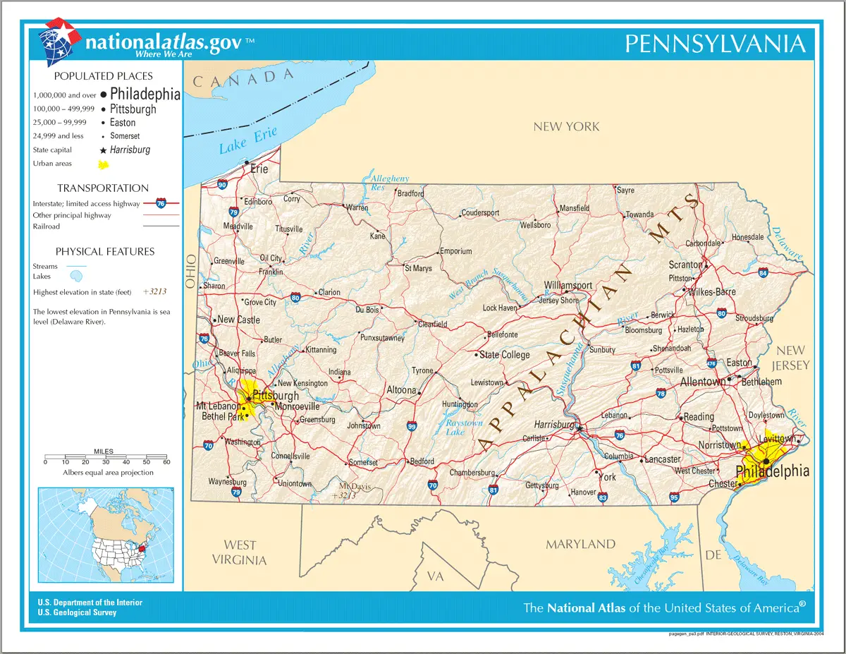 Map of Pennsylvania Na