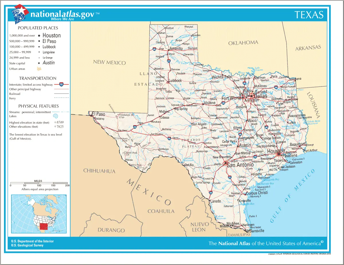 Map of Texas Na