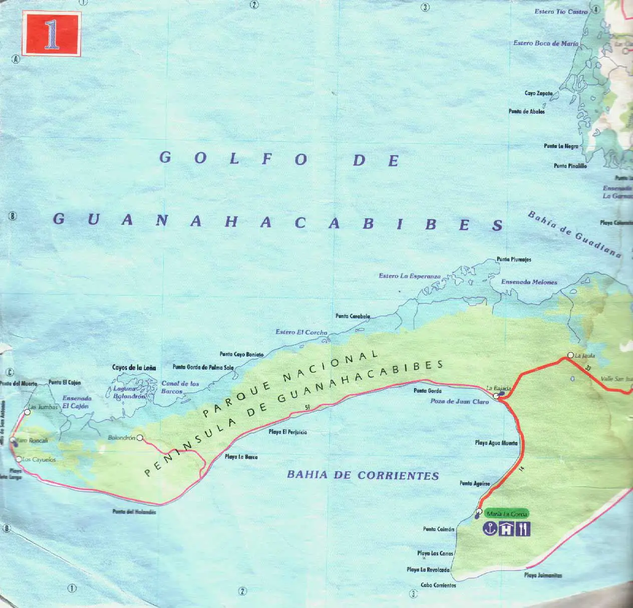 Map of Peninsula Guanahacabibes