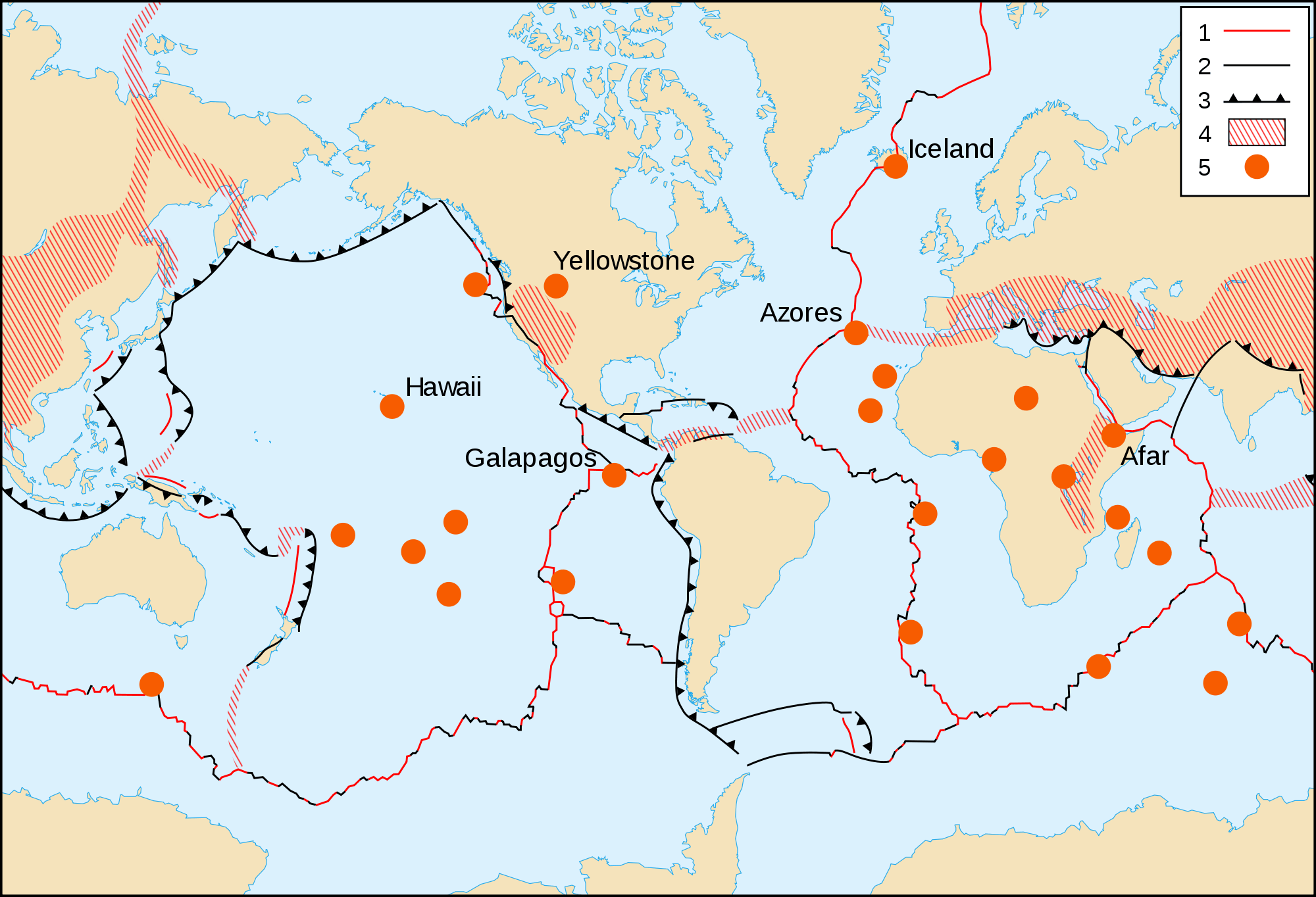 Map of the Tectonic Hotspots