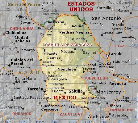 Mapa Fisico Politico Coahuila De Zaragoza