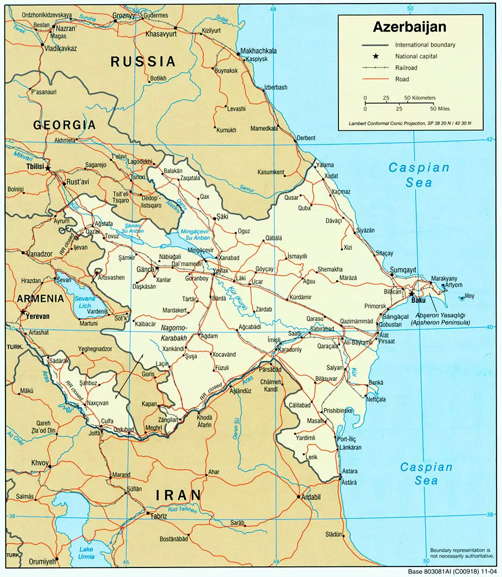 Mapa Politico Azerbaiyan 2004