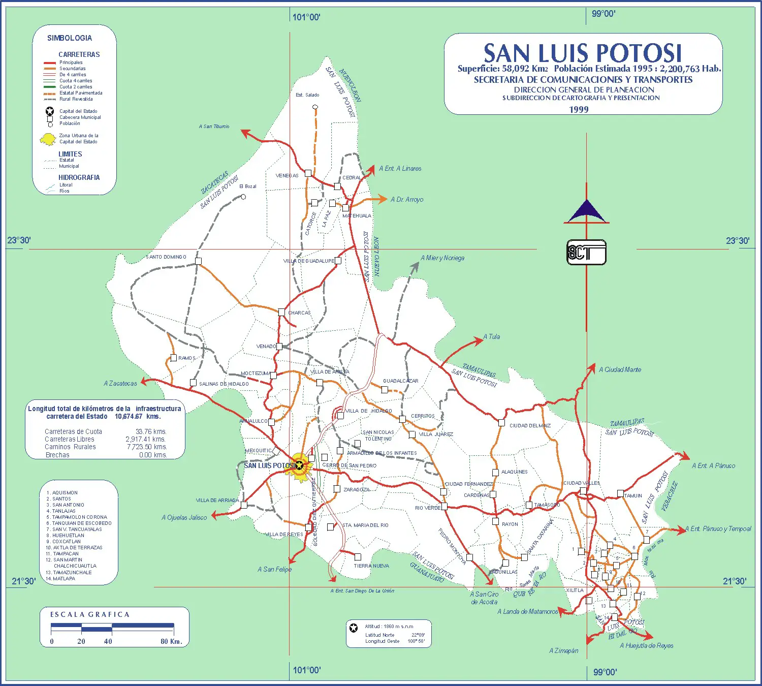 Mapa Rutas San Luis Potosi