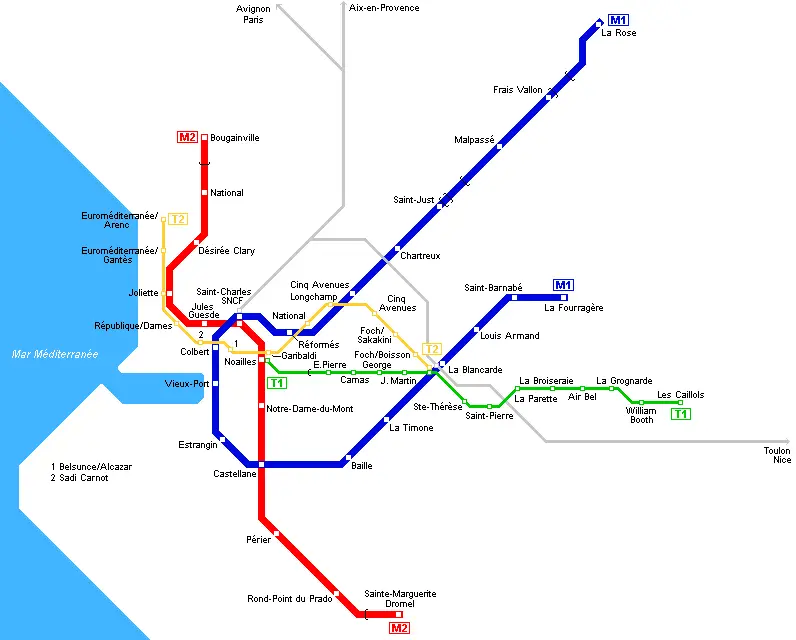 Marseille Metro Map