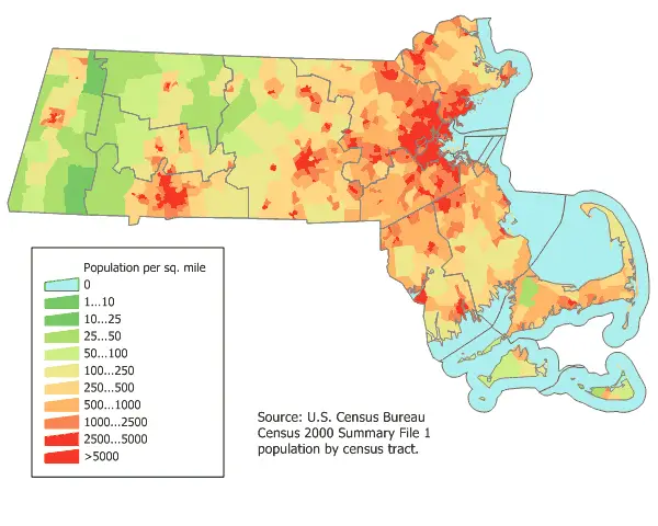 Massachusetts Population Map
