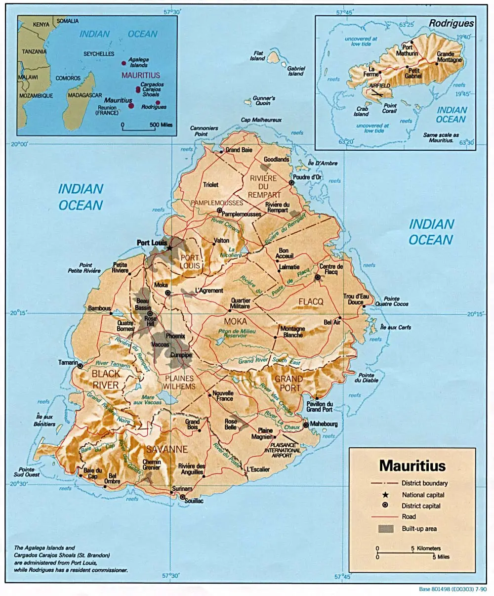 Mauritius Map Relief - Mapsof.Net