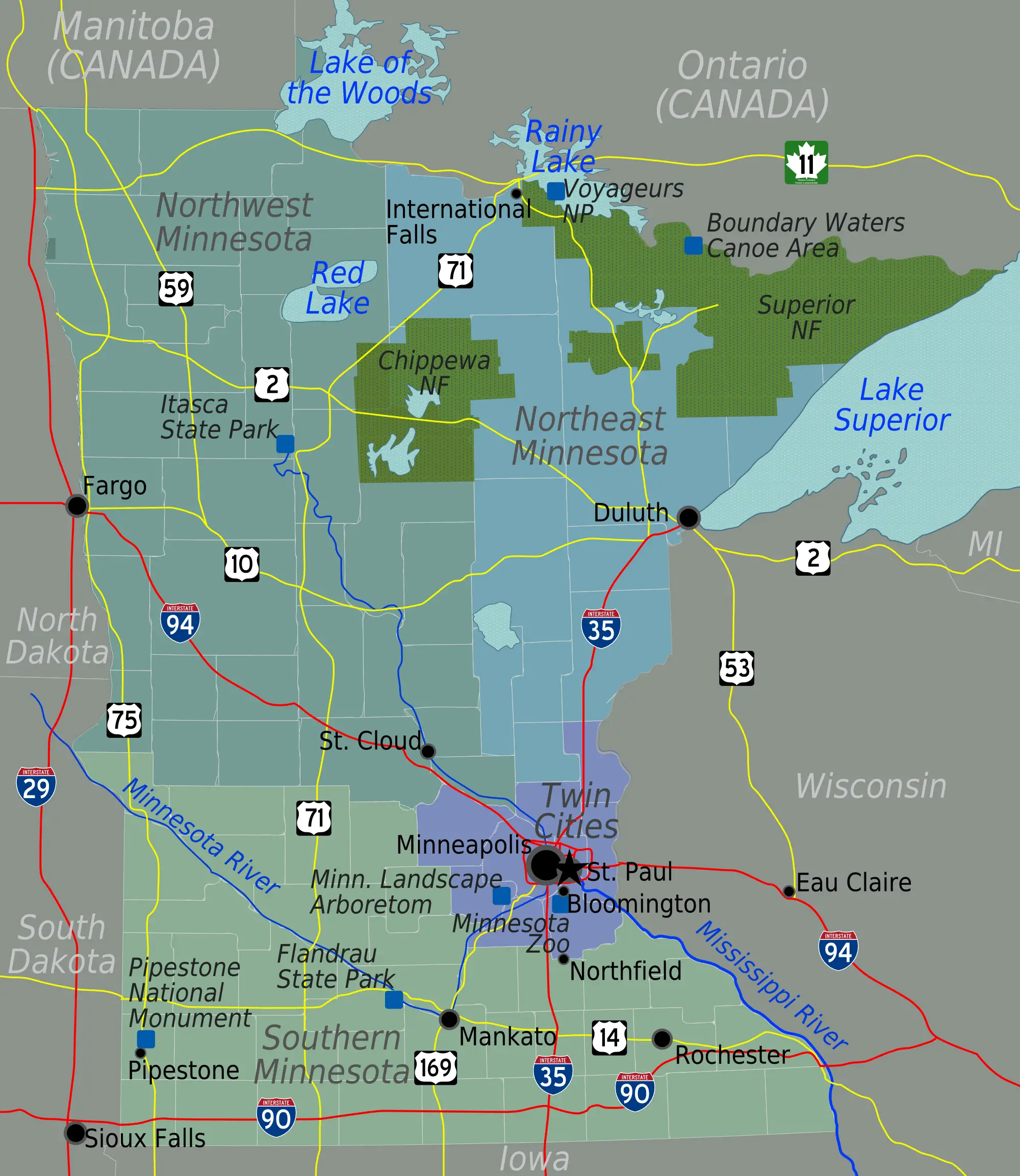 Minnesota Regions Map