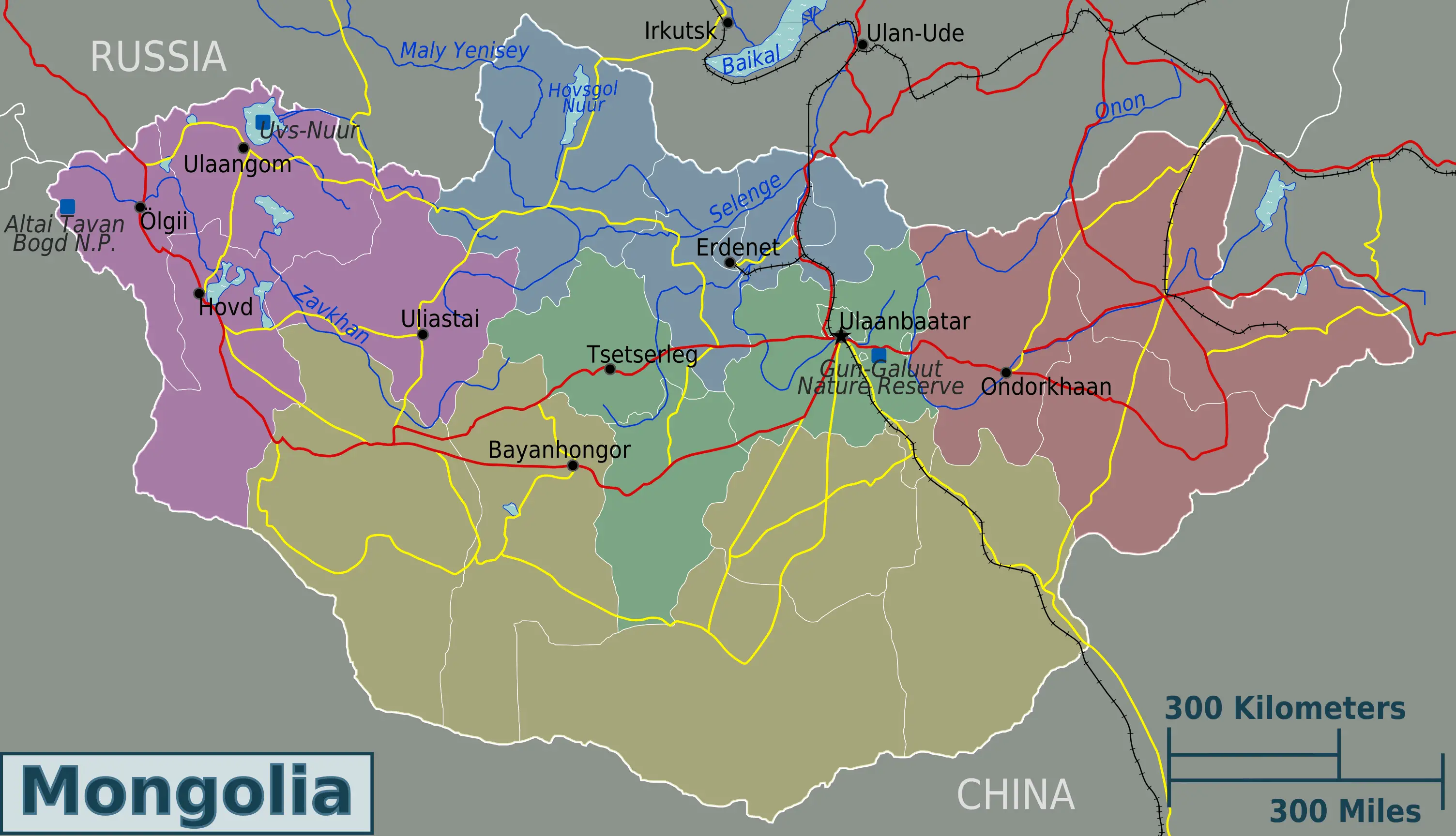 Mongolia Regions Map