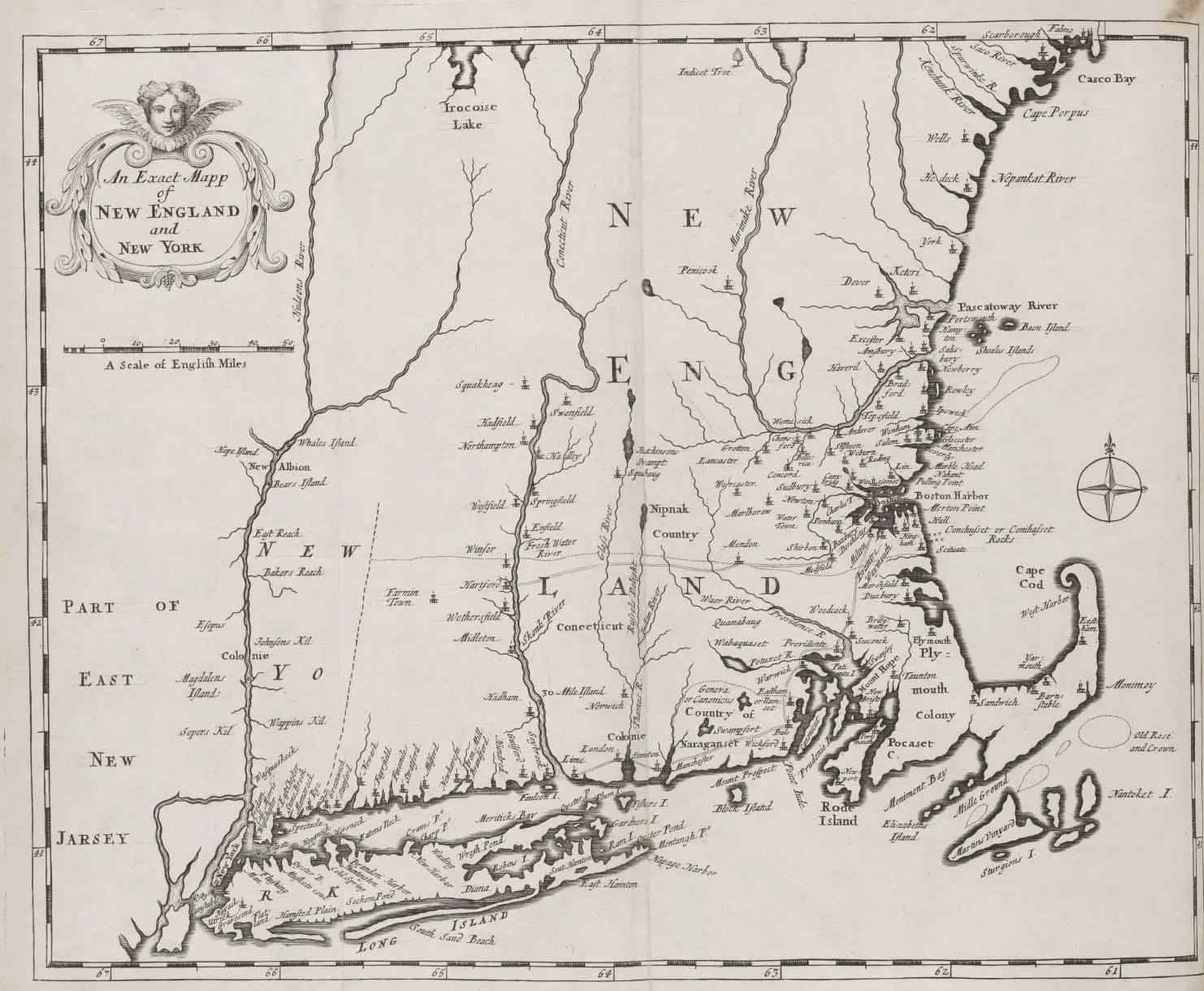 New England And New York Historical Map