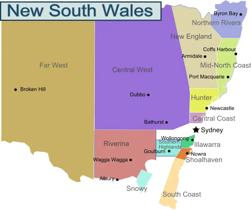 New South Wales Region Map