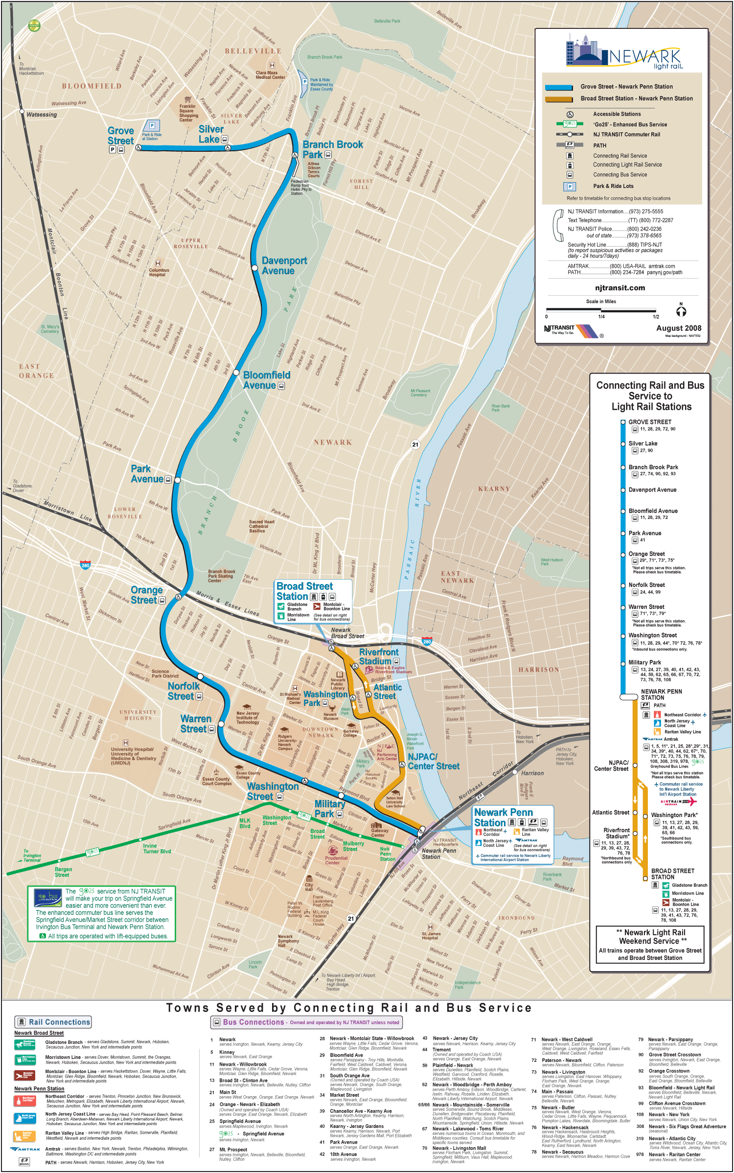 Newark Light Rail Map (subway)