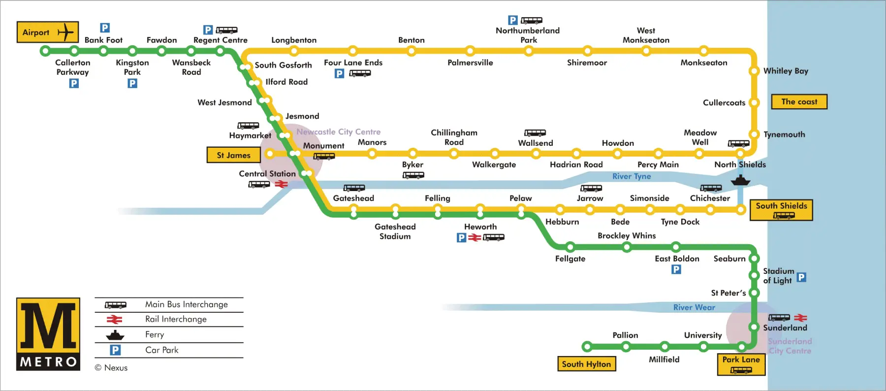 Newcastle Metro Map (subway)