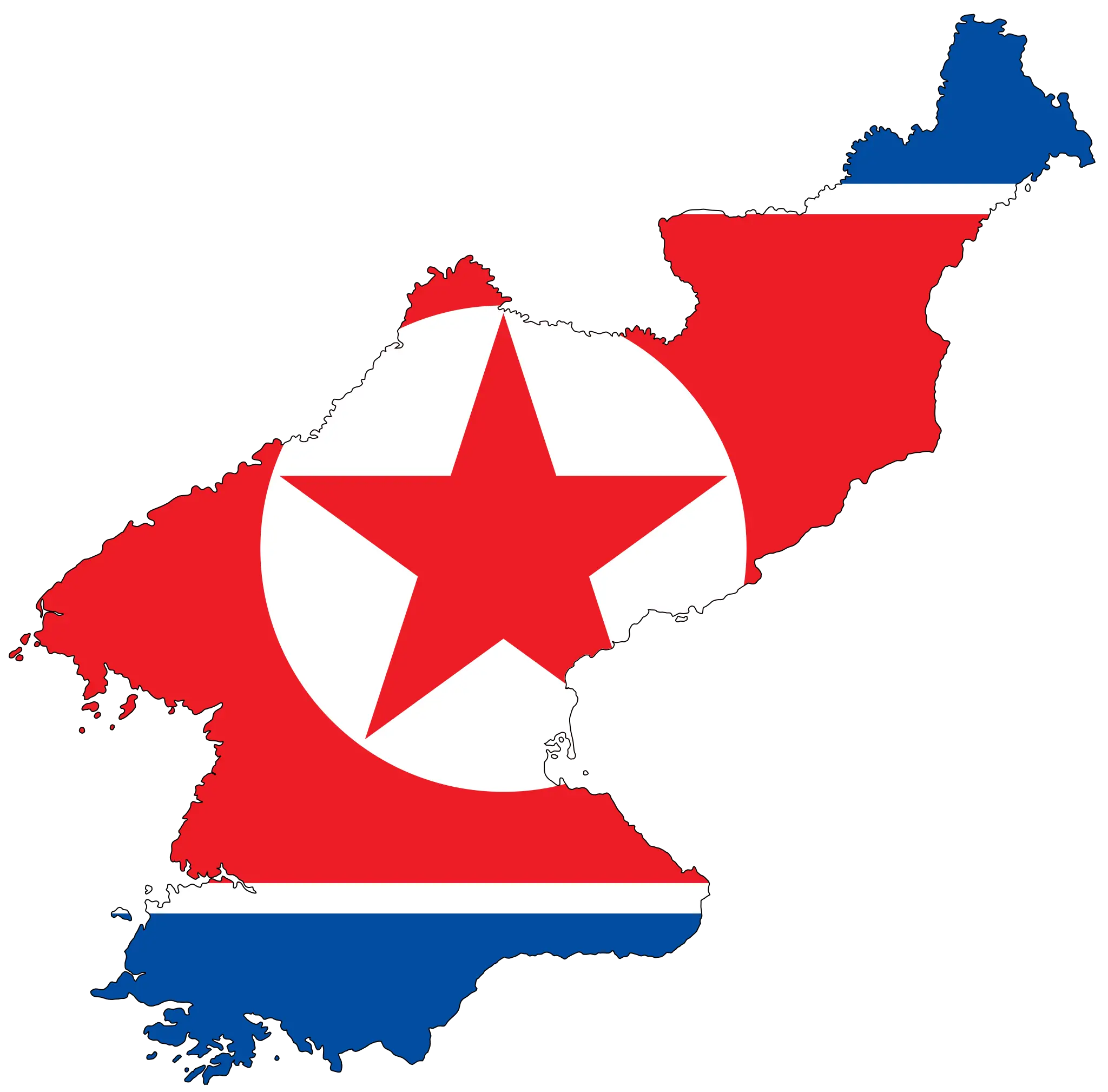 North Korea Flag Map